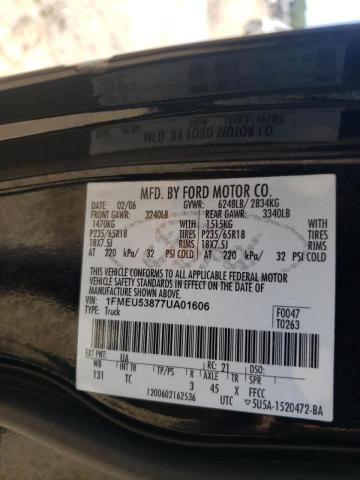 1FMEU53877UA01606 - 2007 FORD EXPLORER S LIMITED BLACK photo 12