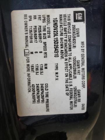 1GNDV23L15D264310 - 2005 CHEVROLET UPLANDER LS BLUE photo 13