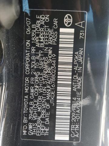 JTKDE167880234419 - 2008 TOYOTA SCION TC შავი ფოტო 12