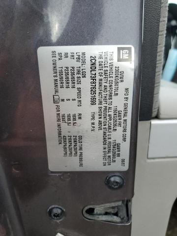 2CNDL73F876251699 - 2007 CHEVROLET EQUINOX LT GRAY photo 12