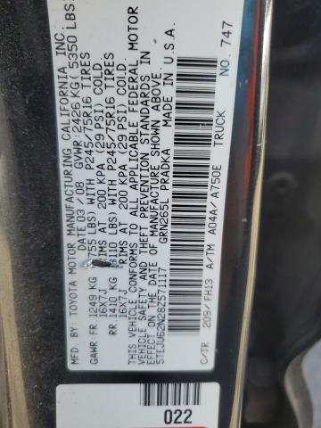 5TEJU62N28Z571117 - 2008 TOYOTA TACOMA DOUBLE CAB PRERUNNER BLACK photo 12