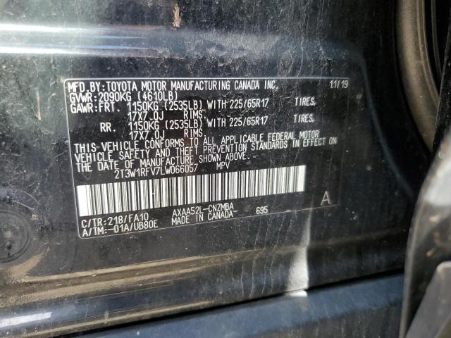 2T3W1RFV7LW066057 - 2020 TOYOTA RAV4 XLE BLACK photo 12