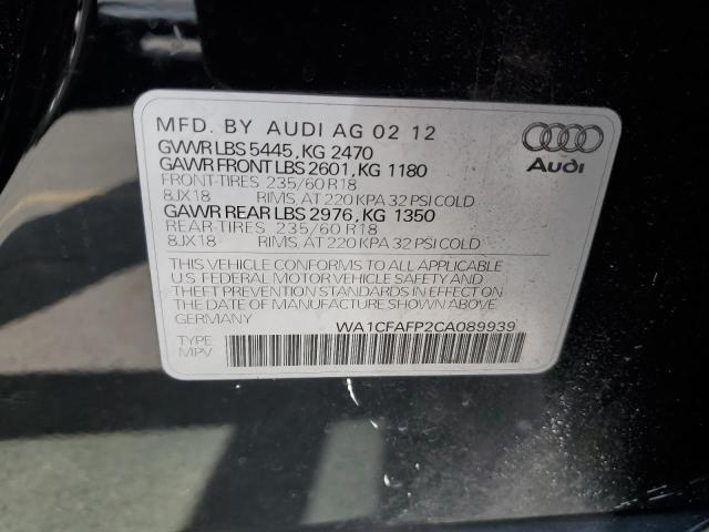 WA1CFAFP2CA089939 - 2012 AUDI Q5 PREMIUM BLACK photo 12