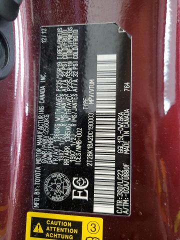 2T2BK1BA2DC190003 - 2013 LEXUS RX 350 BASE 勃艮第红 照片 14