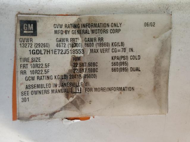 1GDL7H1E72J518553 - 2002 GMC C-SERIES C7H042 白色 照片 10
