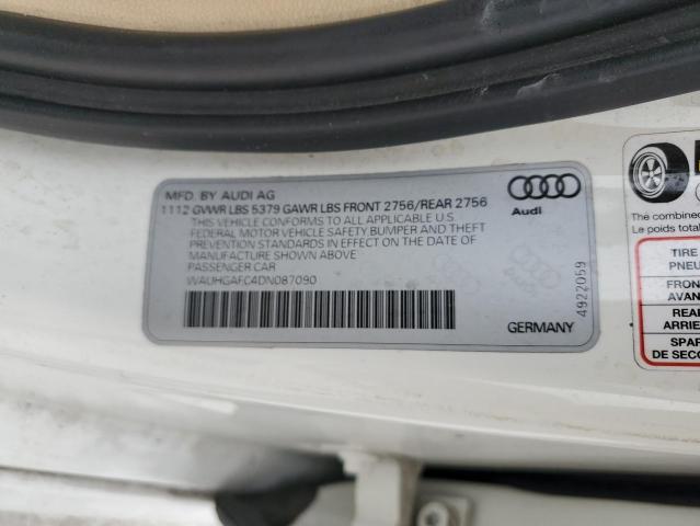 WAUHGAFC4DN087090 - 2013 AUDI A6 PRESTIGE თეთრი ფოტო 12