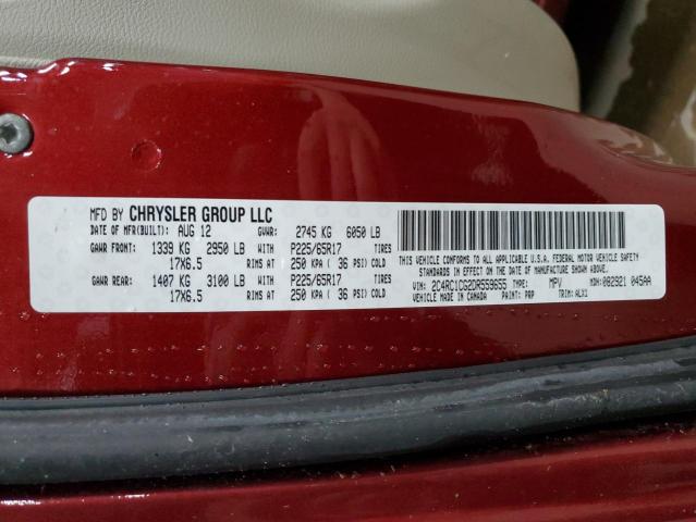 2C4RC1CG2DR559655 - 2013 CHRYSLER TOWN & COU TOURING L MAROON photo 13