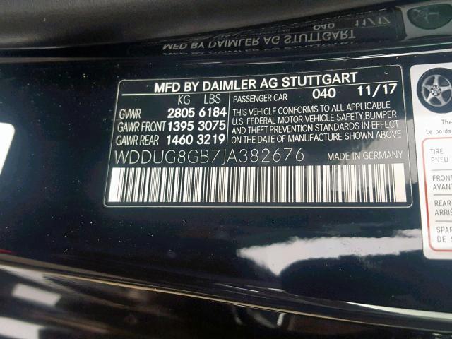 WDDUG8GB7JA382676 - 2018 MERCEDES-BENZ S 560 4MATIC  photo 10