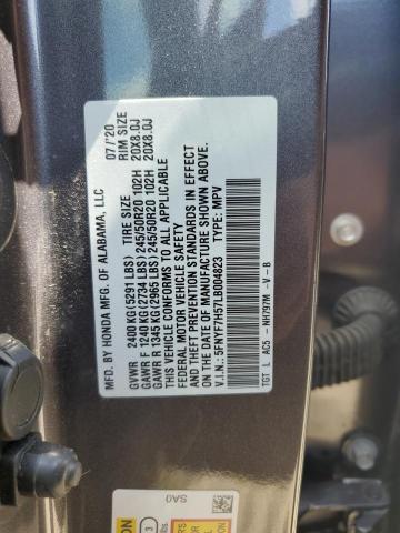 5FNYF7H57LB004823 - 2020 HONDA PASSPORT EXL CHARCOAL photo 14