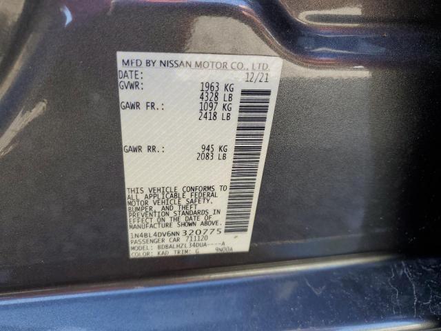 1N4BL4DV6NN320775 - 2022 NISSAN ALTIMA SV GRAY photo 12