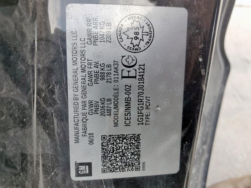 1G1FG1R70J0184121 - 2018 CHEVROLET CAMARO SS BLACK photo 12