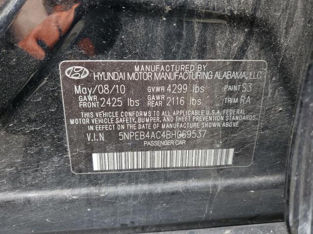 5NPEB4AC4BH069537 - 2011 HYUNDAI SONATA GLS BLACK photo 13