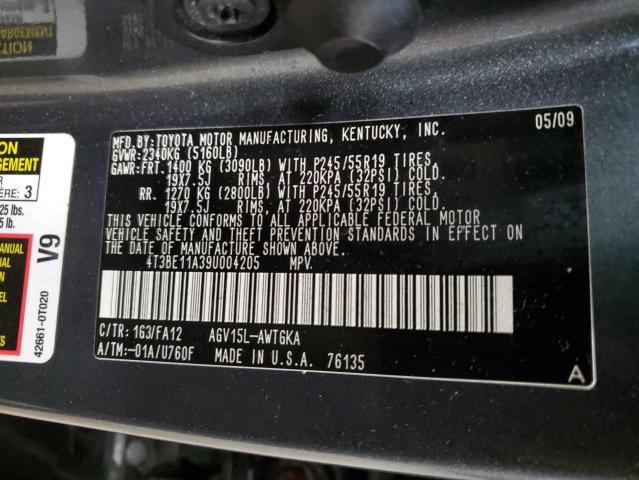 4T3BE11A39U004205 - 2009 TOYOTA VENZA GRAY photo 12