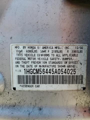 1HGCM56445A054025 - 2005 HONDA ACCORD LX SILVER photo 12