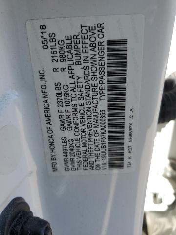 19UUB1F57KA000855 - 2019 ACURA TLX TECHNOLOGY WHITE photo 12