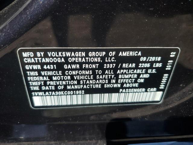 1VWLA7A30KC001952 - 2019 VOLKSWAGEN PASSAT WOLFSBURG 黑色 照片 13