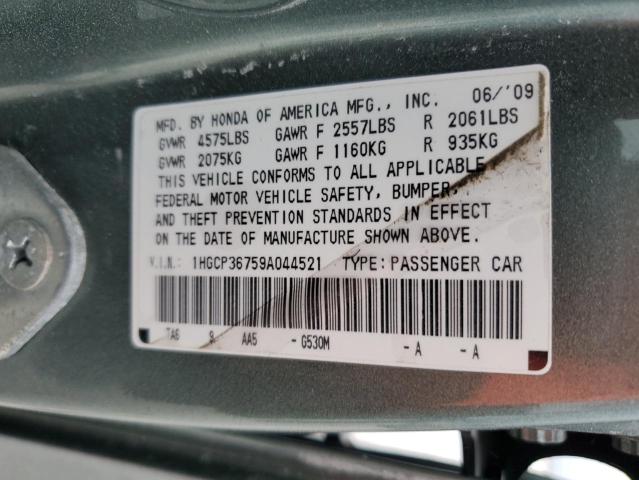 1HGCP36759A044521 - 2009 HONDA ACCORD EX GREEN photo 12