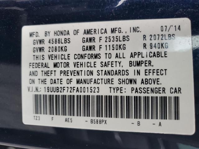 19UUB2F72FA001523 - 2015 ACURA TLX ADVANCE BLUE photo 12