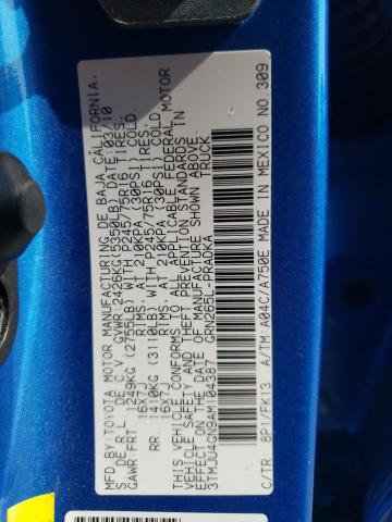 3TMJU4GN9AM104387 - 2010 TOYOTA TACOMA DOUBLE CAB PRERUNNER BLUE photo 12