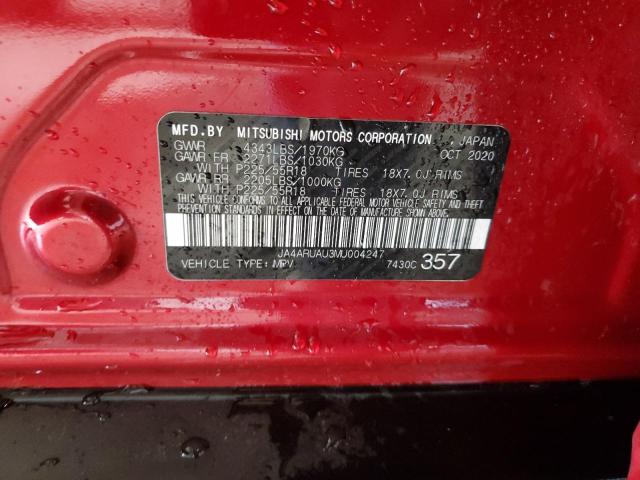 JA4ARUAU3MU004247 - 2021 MITSUBISHI OUTLANDER ES RED photo 12