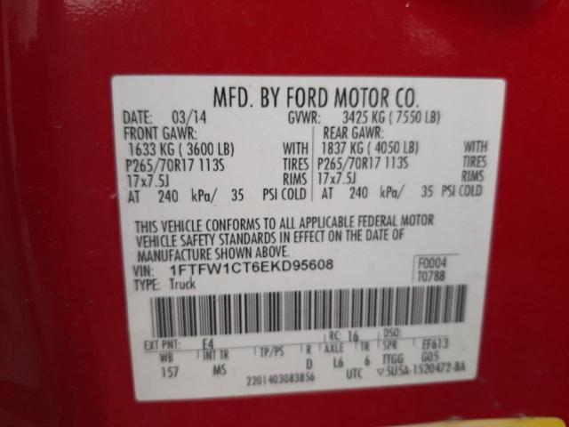 1FTFW1CT6EKD95608 - 2014 FORD F150 SUPERCREW WHITE photo 12