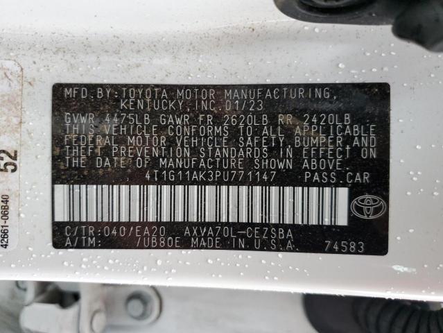 4T1G11AK3PU771147 - 2023 TOYOTA CAMRY SE NIGHT SHADE WHITE photo 12