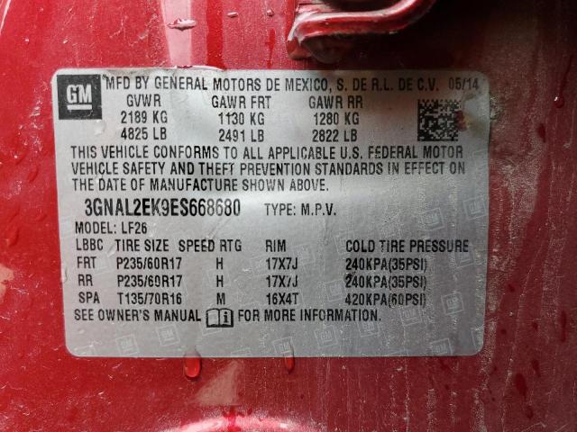 3GNAL2EK9ES668680 - 2014 CHEVROLET CAPTIVA LS 红色 照片 13
