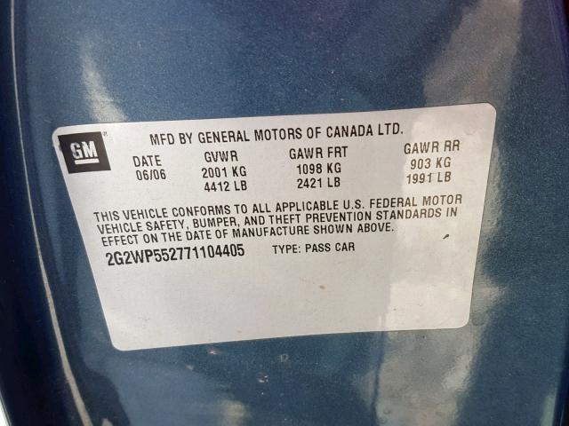 2G2WP552771104405 - 2007 PONTIAC GRAND PRIX  photo 10