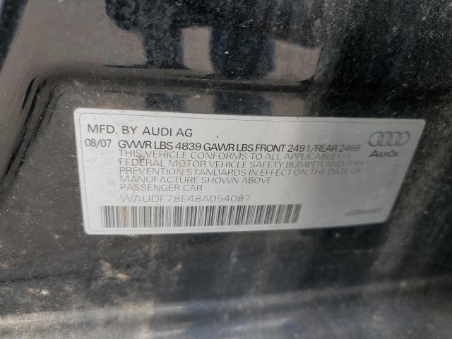 WAUDF78E48A054087 - 2008 AUDI A4 2.0T QUATTRO BLACK photo 12