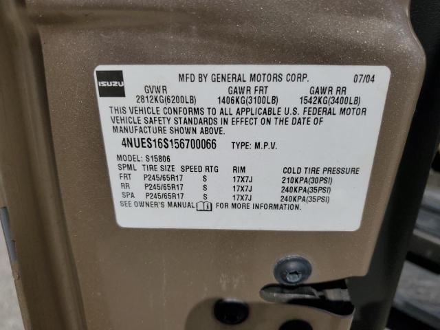 4NUES16S156700066 - 2005 ISUZU ASCENDER S Qızıl foto 13