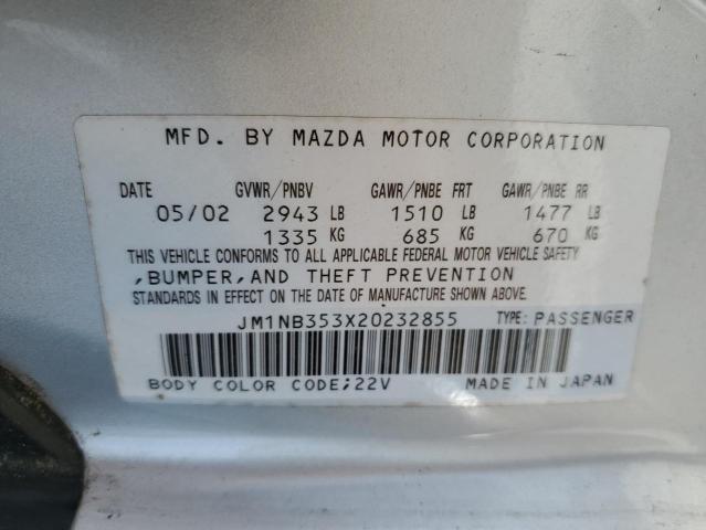 JM1NB353X20232855 - 2002 MAZDA MX-5 MIATA BASE SILVER photo 12