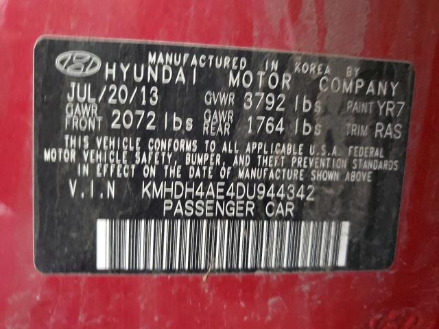 KMHDH4AE4DU944342 - 2013 HYUNDAI ELANTRA GLS RED photo 12