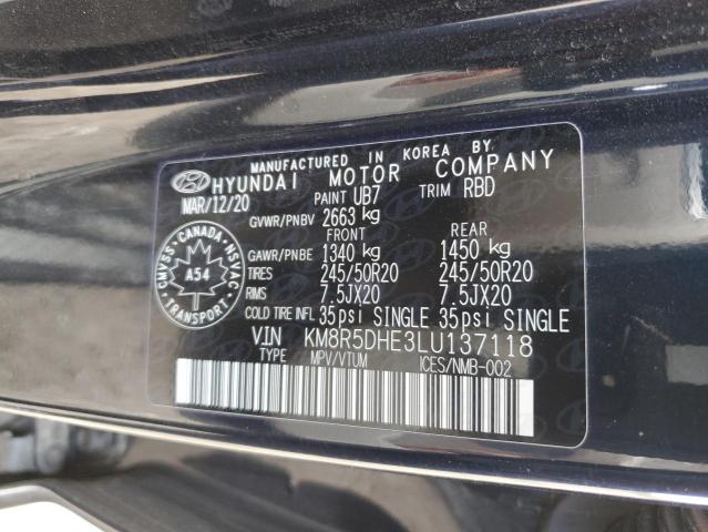 KM8R5DHE3LU137118 - 2020 HYUNDAI PALISADE LIMITED BLUE photo 13