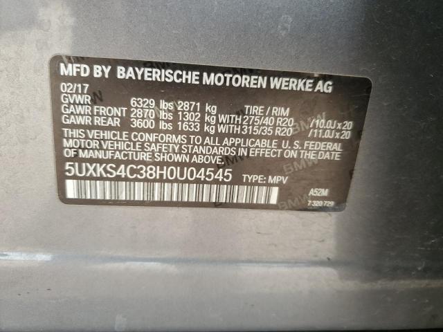 5UXKS4C38H0U04545 - 2017 BMW X5 XDRIVE35D GRAY photo 13