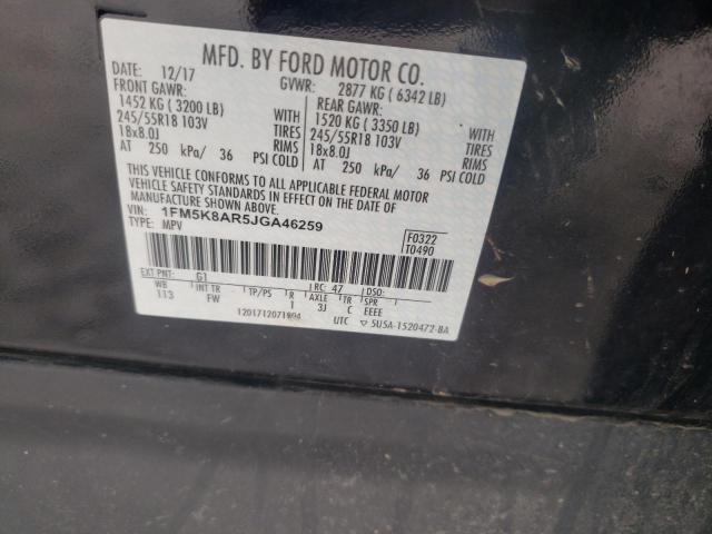 1FM5K8AR5JGA46259 - 2018 FORD EXPLORER POLICE INTERCEPTOR BLACK photo 13