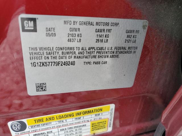 1G1ZK57779F249240 - 2009 CHEVROLET MALIBU LTZ წითელი ფოტო 12