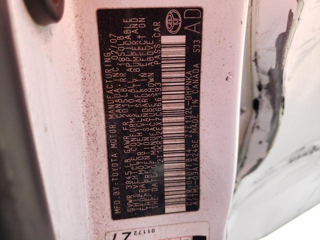 2T1KR32EX7C666193 - 2007 TOYOTA COROLLA MA XR WHITE photo 12