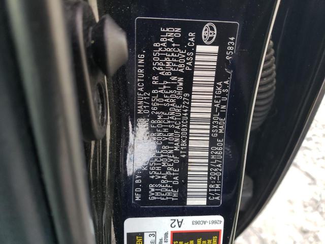 4T1BK3DBXCU447279 - 2012 TOYOTA AVALON BASE 黑色 照片 12