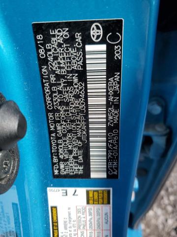 JTDKARFP1J3094632 - 2018 TOYOTA PRIUS PRIM 蓝色 照片 12