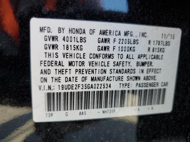 19UDE2F35GA022534 - 2016 ACURA ILX BASE WATCH PLUS BLACK photo 12