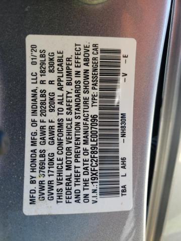 19XFC2F89LE007096 - 2020 HONDA CIVIC SPORT 银色 照片 12