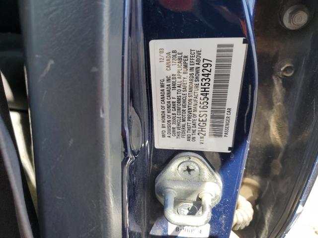 2HGES16554H534297 - 2004 HONDA CIVIC LX BLUE photo 12