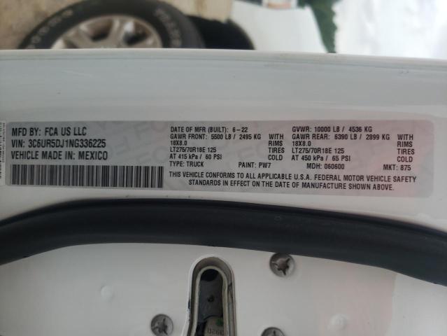 3C6UR5DJ1NG336225 - 2022 RAM 2500 BIG HORN/LONE STAR WHITE photo 14