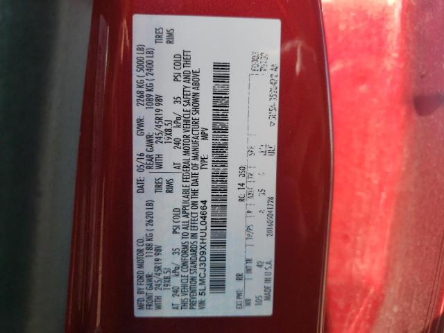 5LMCJ3D9XHUL04664 - 2017 LINCOLN MKC RESERVE RED photo 12