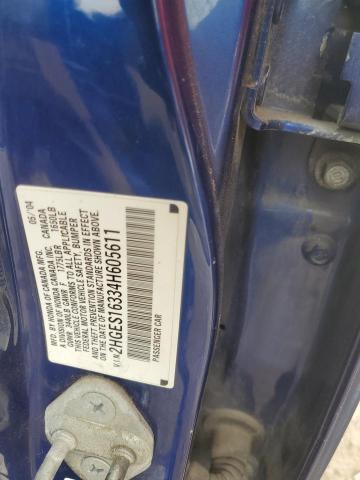 2HGES16334H605611 - 2004 HONDA CIVIC DX VP BLUE photo 13