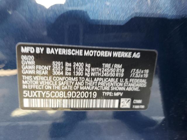 5UXTY5C08L9D20019 - 2020 BMW X3 XDRIVE30I BLUE photo 13