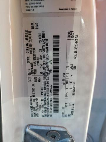 5LMCJ3C93HUL21632 - 2017 LINCOLN MKC RESERVE WHITE photo 13