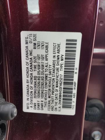 2HKRM4H55FH625217 - 2015 HONDA CR-V EX MAROON photo 13