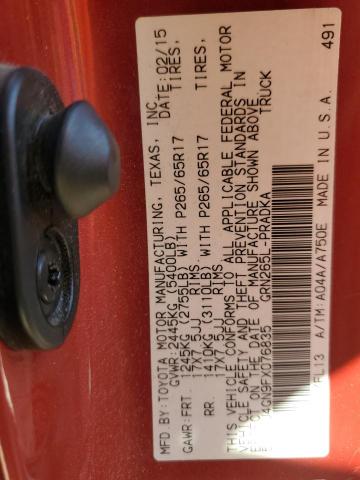 5TFJU4GN9FX076835 - 2015 TOYOTA TACOMA DOUBLE CAB PRERUNNER MAROON photo 12