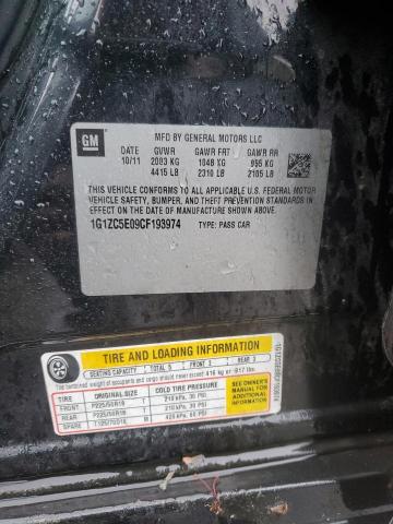 1G1ZC5E09CF193974 - 2012 CHEVROLET MALIBU 1LT BLACK photo 12